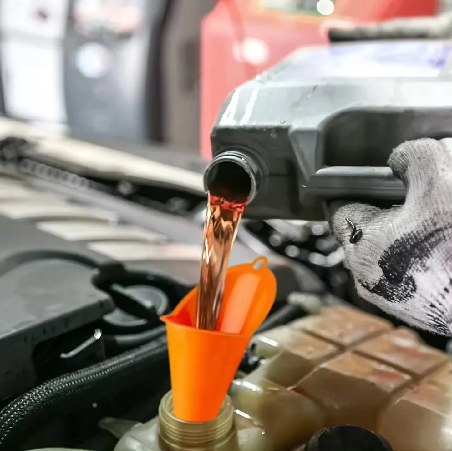 Embudo largo antisalpicaduras para coche y taller