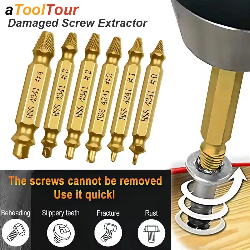Set extractor de tornillos dañados y rotos