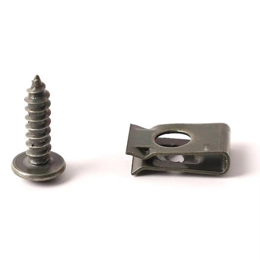 Clips metálicos en U con tornillos para paragolpes y cubrecárter
