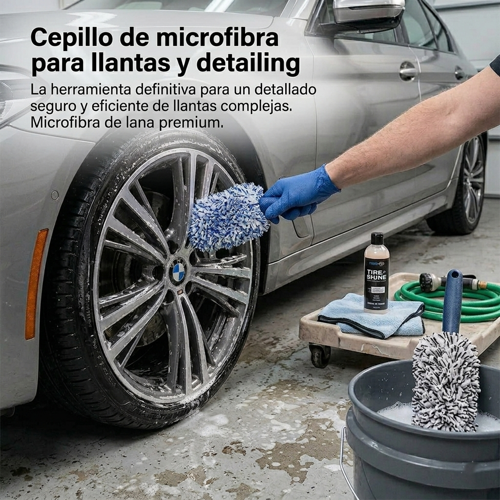 Cepillo de microfibra para llantas y detailing