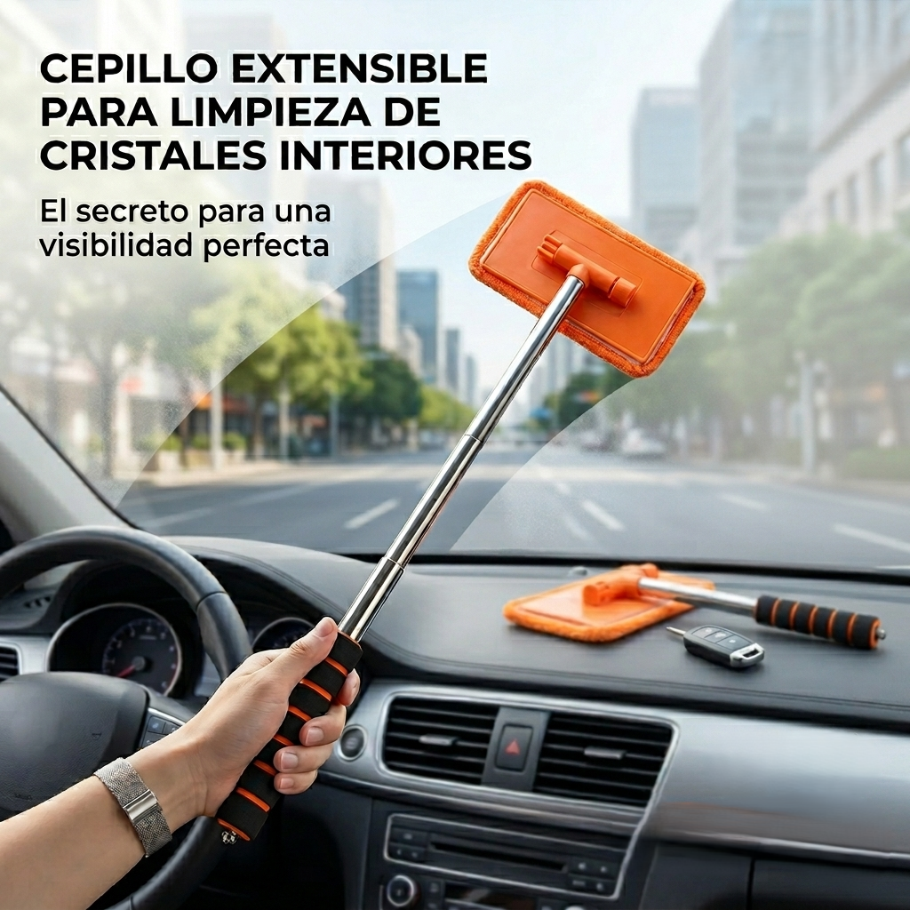 Limpiacristales telescópico para parabrisas de coche