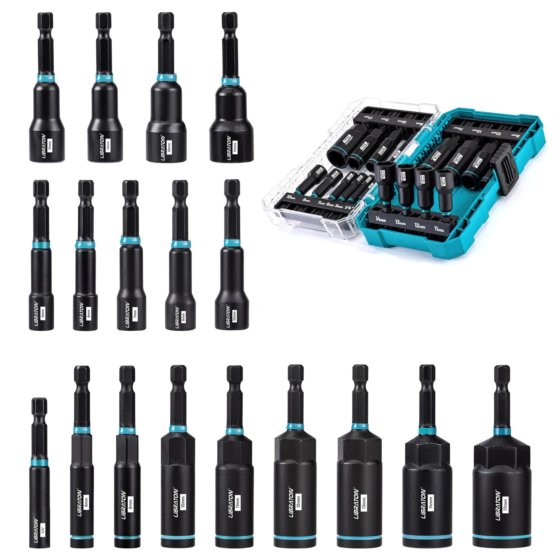 Set de vasos magnéticos y profundos 18 piezas